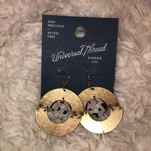 NWT - Semi-Precious Dalmatian Jasper Drop Earrings